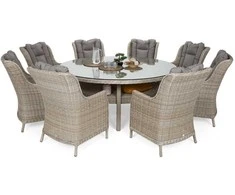 Lauko baldų komplektas Bristol Round Elegant 180 cm, 8+1, rusvai gelsvas / rusvai gelsvas Melange