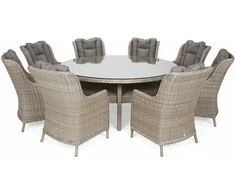 Lauko baldų komplektas Bristol Round Elegant 180 cm, 8+1, rusvai gelsvas / rusvai gelsvas Melange