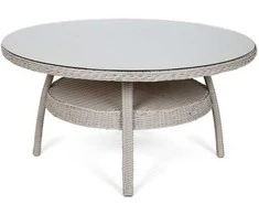 Lauko baldų komplektas Bristol Round Elegant 150 cm, 6+1, Baltas / Pilkas