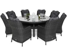 Lauko baldų komplektas Bristol Round Elegant 180 cm, 8+1, Pilkas / Pilkas Melange