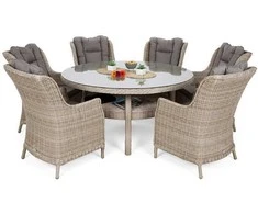 Lauko baldų komplektas Bristol Round Elegant 150 cm, 6+1, rusvai gelsvas / rusvai gelsvas Melange