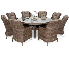 Lauko baldų komplektas Bristol Round Elegant 180 cm, 8+1, Ginger / Brown Melange