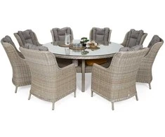 Lauko baldų komplektas Bristol Round Elegant 180 cm, 8+1, rusvai gelsvas / rusvai gelsvas Melange