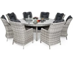 Lauko baldų komplektas Bristol Round Elegant 180 cm, 8+1, Light Pilkas / Pilkas Melange