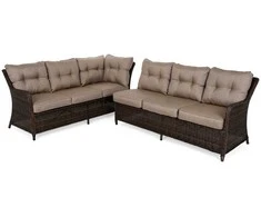 Lauko baldų komplektas California Corner, kairinis, Brown Mat / Brown Melange