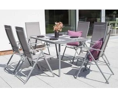 Lauko baldų komplektas Casablanca 145 cm, 6+1, Sidabrinis / Pilkas