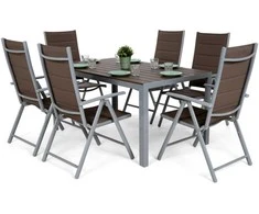 Lauko baldų komplektas Ibiza 150 cm, 6+1, Sidabrinis / Taupe