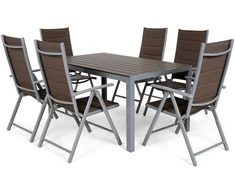 Lauko baldų komplektas Ibiza 150 cm, 6+1, Sidabrinis / Taupe