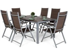 Lauko baldų komplektas Ibiza 150 cm, 6+1, Sidabrinis / Taupe