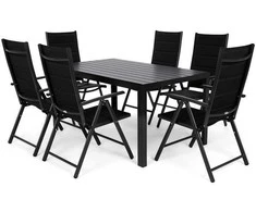 Lauko baldų komplektas Ibiza 150 cm, 6+1, Juodas / Juodas