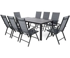 Lauko baldų komplektas Ibiza 185 cm, 8+1, Pilkas / Window Pilkas
