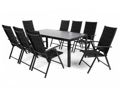 Lauko baldų komplektas Ibiza 185 cm, 8+1, Juodas / Juodas