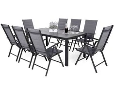 Lauko baldų komplektas Ibiza 185 cm, 8+1, Pilkas / Window Pilkas