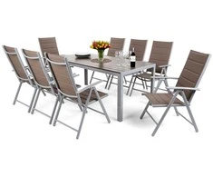 Lauko baldų komplektas Ibiza 185 cm, 8+1, Sidabrinis / Taupe