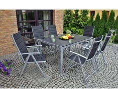 Lauko baldų komplektas Ibiza 185 cm, 8+1, Sidabrinis / Juodas