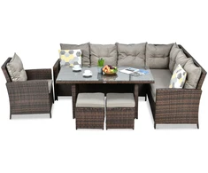 Lauko baldų komplektas IBIZA Corner + su foteliu, Brown