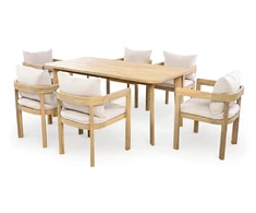Lauko baldų komplektas Lovina Premium, Acacia / rusvai gelsvas, 6 asm.
