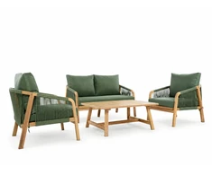 Lauko baldų komplektas Makara Premium, Acacia / Dark Žalias, 4 asm.