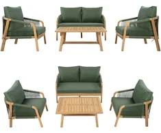 Lauko baldų komplektas Makara Premium, Acacia / Dark Žalias, 4 asm.
