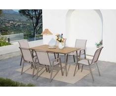 Lauko baldų komplektas NOVA DINING 6+1, Taupe