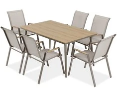 Lauko baldų komplektas NOVA DINING 6+1, Taupe