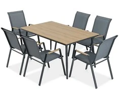 Lauko baldų komplektas NOVA DINING 6+1, Dark Pilkas
