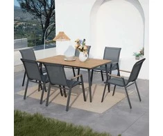 Lauko baldų komplektas NOVA DINING 6+1, Dark Pilkas