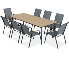 Lauko baldų komplektas NOVA DINING 8+1, Dark Pilkas