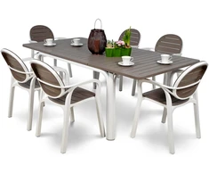 Lauko baldų komplektas PALMA/ALLORO - 8/210, Bianco Tortora
