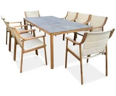 Lauko baldų komplektas PATTAYA DINING Wood Look 8+1