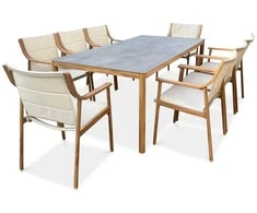 Lauko baldų komplektas PATTAYA DINING Wood Look 8+1