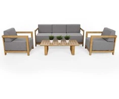 Lauko baldų komplektas Rinkinys mebli Lyon Teak / Fog Pilkas