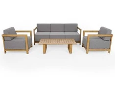 Lauko baldų komplektas Rinkinys mebli Lyon Teak / Fog Pilkas