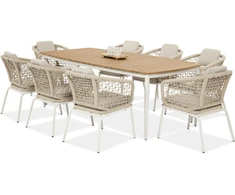 Lauko baldų komplektas ROMA DINNING 8+1, Light rusvai gelsvas