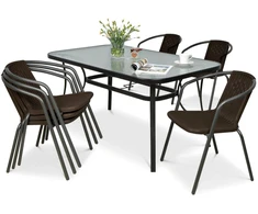 Lauko baldų komplektas SIMPLE 150 cm, 6+1, Brown