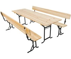 Lauko baldų komplektas Sulankstomas alaus stalo ir suolų su atlošais komplektas, 217 cm
