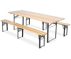 Lauko baldų komplektas Sulankstomas alaus stalo ir 2 suolų komplektas, 177 cm