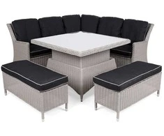 Lauko baldų komplektas Termoli, Baltas / Pilkas