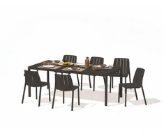 Lauko baldų komplektas TIBERINA BISTROT/TEVERE 6+1, stalas 147-211 cm, Anthracite