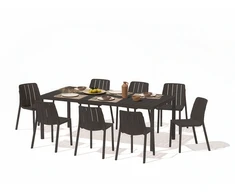Lauko baldų komplektas TIBERINA BISTROT/TEVERE 8+1, stalas 147-211 cm, Anthracite