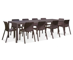 Lauko baldų komplektas TIBERINA BISTROT/TEVERE 10+1, stalas 211-275 cm, Terra