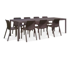 Lauko baldų komplektas TIBERINA BISTROT/TEVERE 8+1, stalas 211-275 cm, Terra
