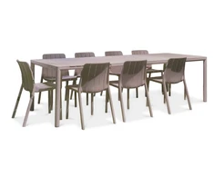 Lauko baldų komplektas TIBERINA BISTROT/TEVERE 8+1, stalas 211-275 cm, Tortora