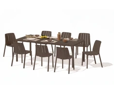 Lauko baldų komplektas TIBERINA BISTROT/TEVERE 8+1, stalas 147-211 cm, Terra