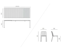 Lauko baldų komplektas TIBERINA BISTROT/TEVERE 8+1, stalas 211-275 cm, Tortora