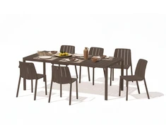 Lauko baldų komplektas TIBERINA BISTROT/TEVERE 6+1, stalas 147-211 cm, Terra