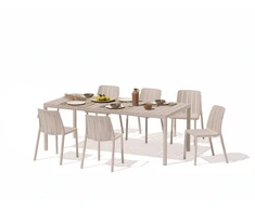 Lauko baldų komplektas TIBERINA BISTROT/TEVERE 6+1, stalas 147-211 cm, Corda