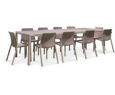 Lauko baldų komplektas TIBERINA BISTROT/TEVERE 10+1, stalas 211-275 cm, Tortora