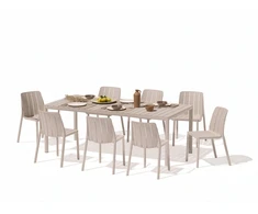 Lauko baldų komplektas TIBERINA BISTROT/TEVERE 8+1, stalas 147-211 cm, Corda