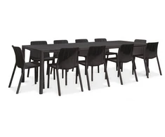 Lauko baldų komplektas TIBERINA BISTROT/TEVERE 10+1, stalas 211-275 cm, Anthracite